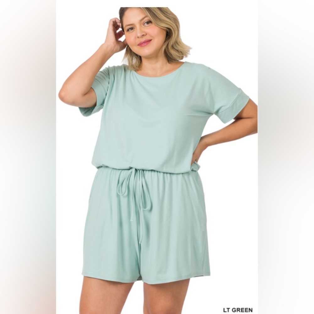 NWT ZENANA PLUS BRUSHED DTY ROMPER WITH POCKETS